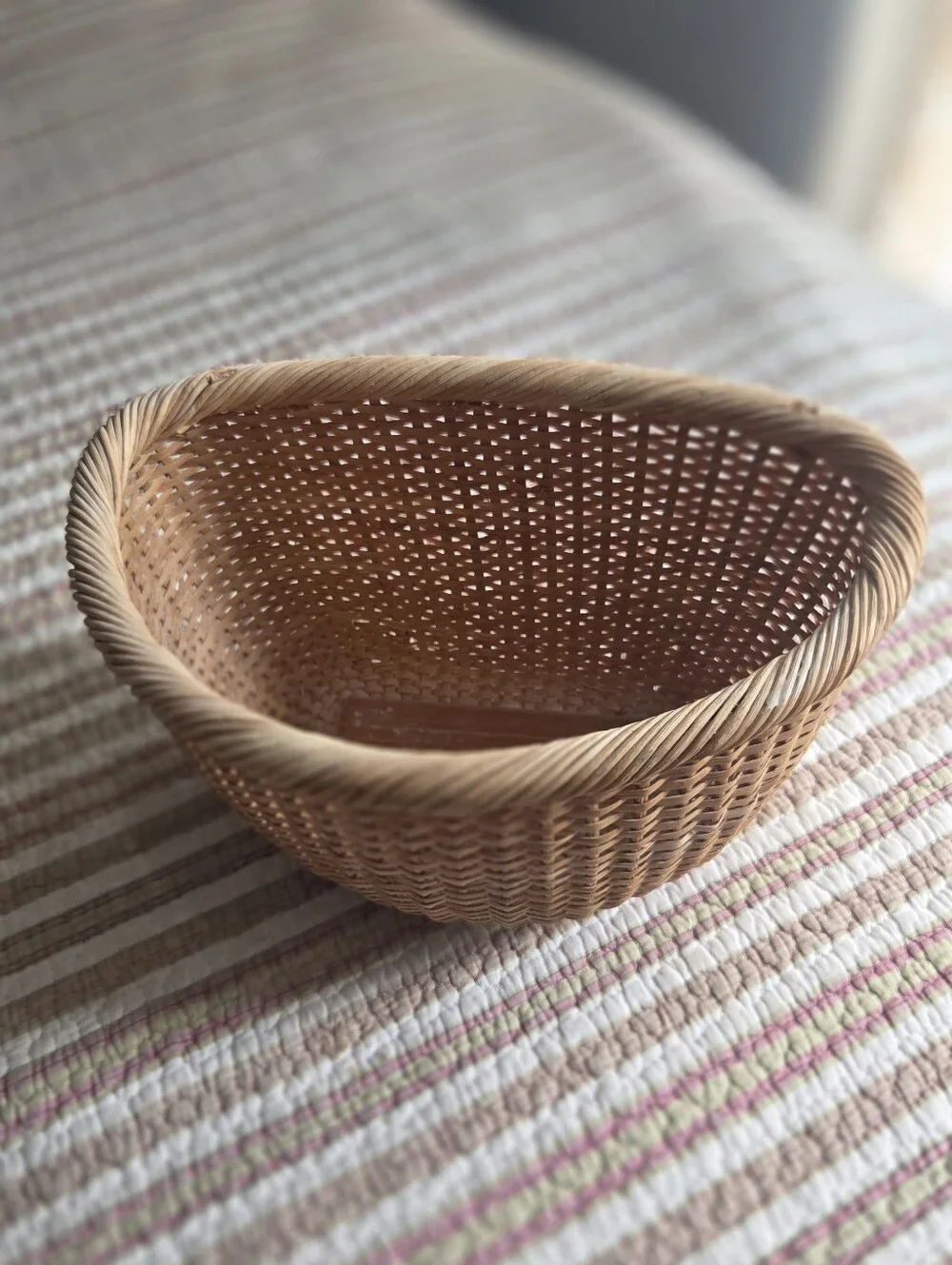 Handwoven Nantucket Natural Wicker Storage Basket - Neutral Brown NO LID
